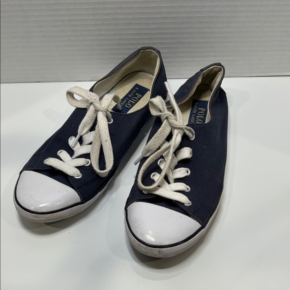 Polo Ralph Lauren Navy Canvas Sneakers Size 8 - Picture 1 of 9